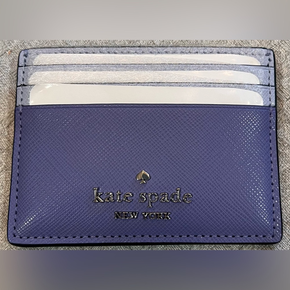 kate spade NWT gorgeous Madison Small Slim Card Case in Evening Blue Iris Multi